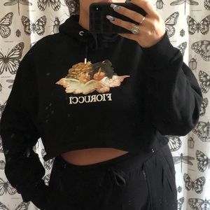 FIORUCCI CROPPED HOODIE BLACK